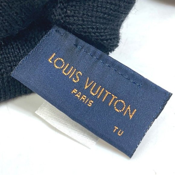 Authentic LOUIS VUITTON M71248 Gon LV Horizon gloves Glove wool Black/Red - Picture 2 of 8